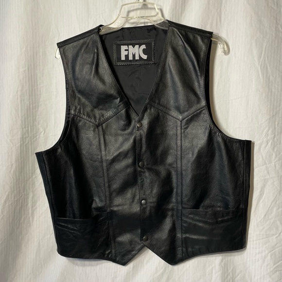FMC Black Leather Vest - Picture 1 of 5